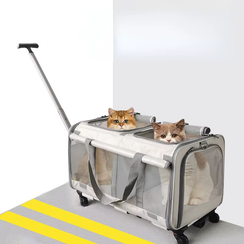 New Trolley Case Carrier Cats Pet Moving Castle Universal Suitcase Breathable Portable Detachable Pet Luggage with Wheels