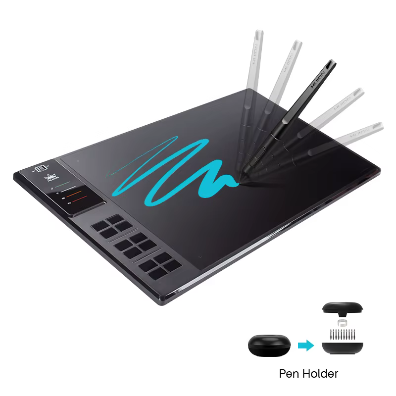 HUION Wireless Graphic Tablet Giano WH1409 V2 Digital Pen Tablet 13" Tilt Function Battery-free Drawing Stylus with Artist Glove