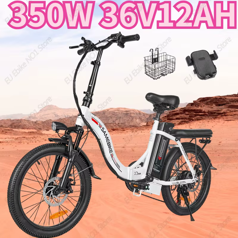 E Bike Folding CY20 350W Motor 36V12AH Removable Battery Retro Electric Bike Adult 20-inch Road Mountain Tire Electric Bicycle