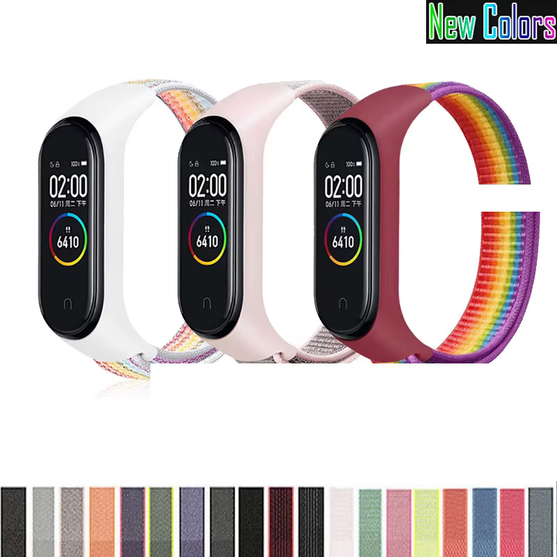 Pulseira De Nylon Com Velcro Para Xiaomi Mi Band 4 Miband 3/4/5/6 7