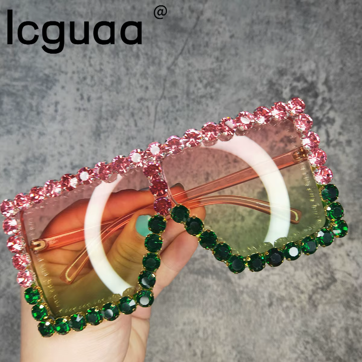 Oversized Hipster Colorful Sunglasses Women Luxury Diamond Bling Crystal Sun Glasses Men UV400 Stitching Shades Eyewear