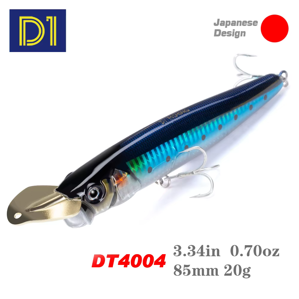 D1 Riser Bait Popper Fishing Lure 65mm 85mm 150mm Sinking Lure Metal Lip Sea Fishing Tackle Splash Action Hard Fake Lures DT5004