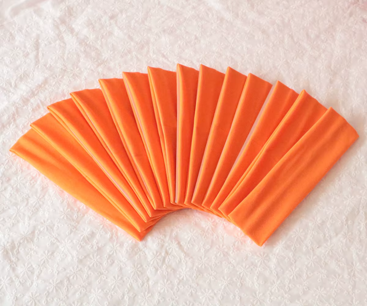 14pcs Orange Women Sports Headband Yoga Headband Fashion Elastic Hair Bands Running Fitness Headwear Sweatband Makeup Hair Acces