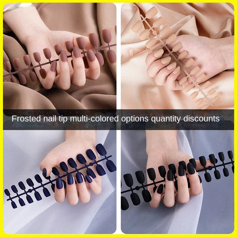 24Pcs/Set Strips Wearable Manicure Tools Ballerina Press on Nail Piece Matte Scrub Patch Coffin Fake Nails Artificial Finished