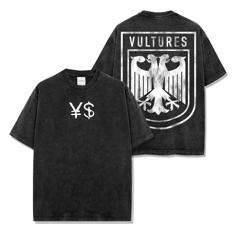 Washed retro O-Neck Loose T-shirt pattern T-shirt for men and women fashion hip-hop men's oversized T-shirt street