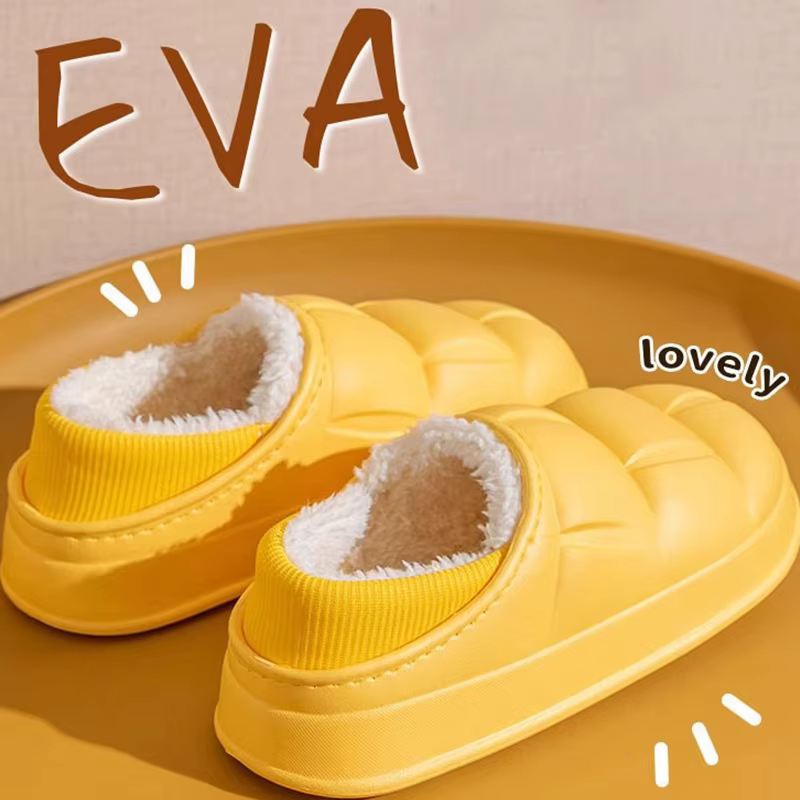 Waterproof cotton slippers women's bag and winter outdoor wear 2024 new thick soled indoor home with plush warm cotton shoes men