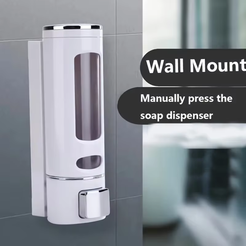 Wall-mounted Shower soap dispenser, shampoo and conditioner, Defensor Adhesive hand-washing fluid dispenser, 400ml