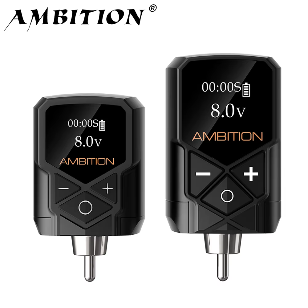 Ambition Kuark Wireless Tattoo Battery Power Supply RCA Interface 2400amh or 1800mAh For Rotary Machine Professional Tattoo