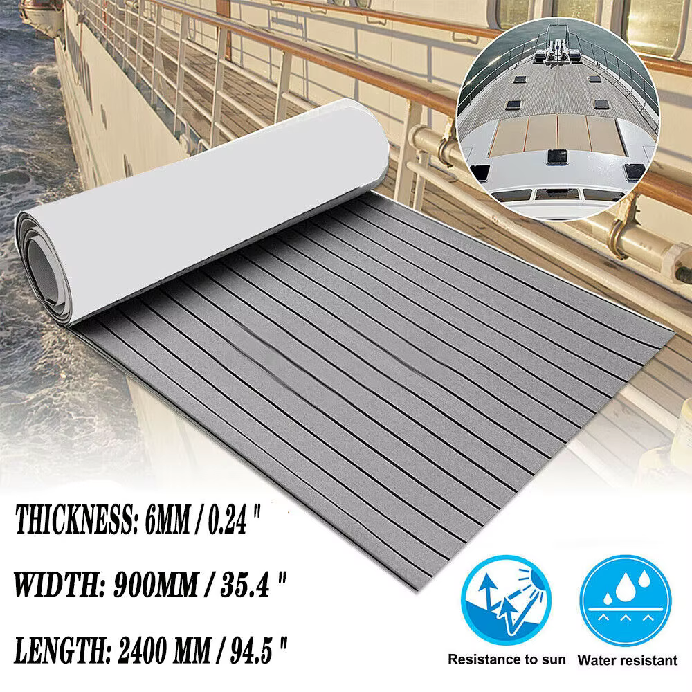 35.4"X94.5" EVA Foam Mat Synthetic Teak Decking Sheet Boat Marine Pad Self-adhesive Carpet