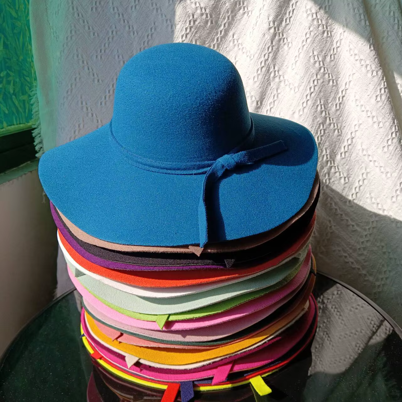 Dome fedora hat imitation wool women's classic Hepburn style Fedora large brim party hat large brim sombrero mujer