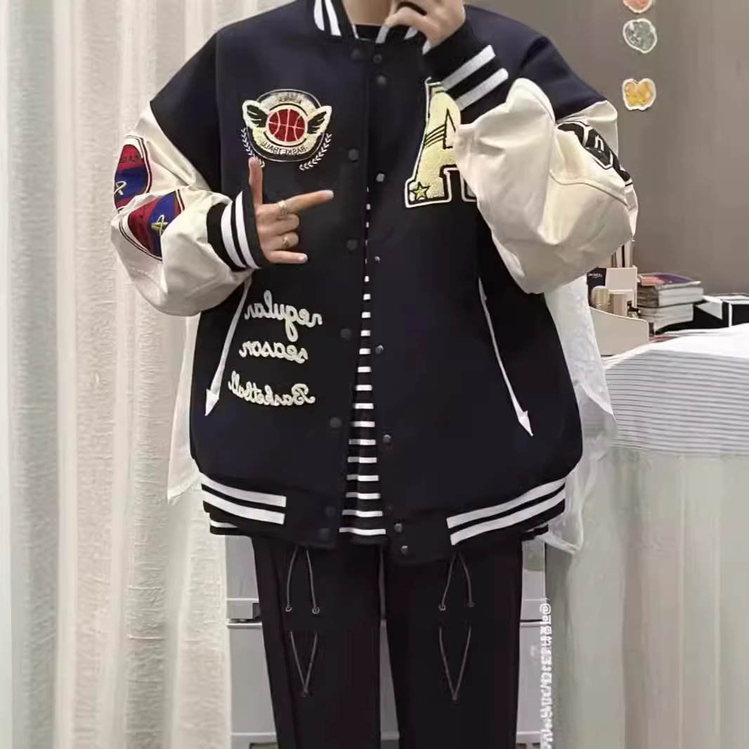 2025 New Sweatsuit Jacket Autumn Winter Casual Women Hip Hop Versatile Trendy Brand Couple Coat Fashion Baseball Bomber Jacket