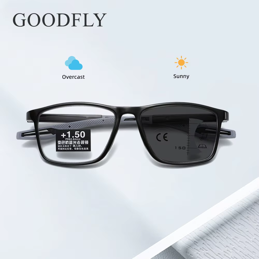 Progressive Multifocal Photochromic Reading Glasses Near Far Anti-blue Light Eyeglasses for Men Lenses Women TR90 Spring Eyewear
