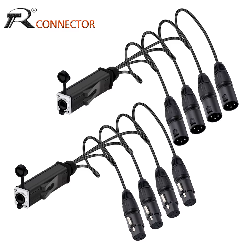 RJ45 CAT5 with Shielded to 4 Channel 3Pin XLR Male/Female Connector Multi Network Receiver Cable for Stage Recording Studio