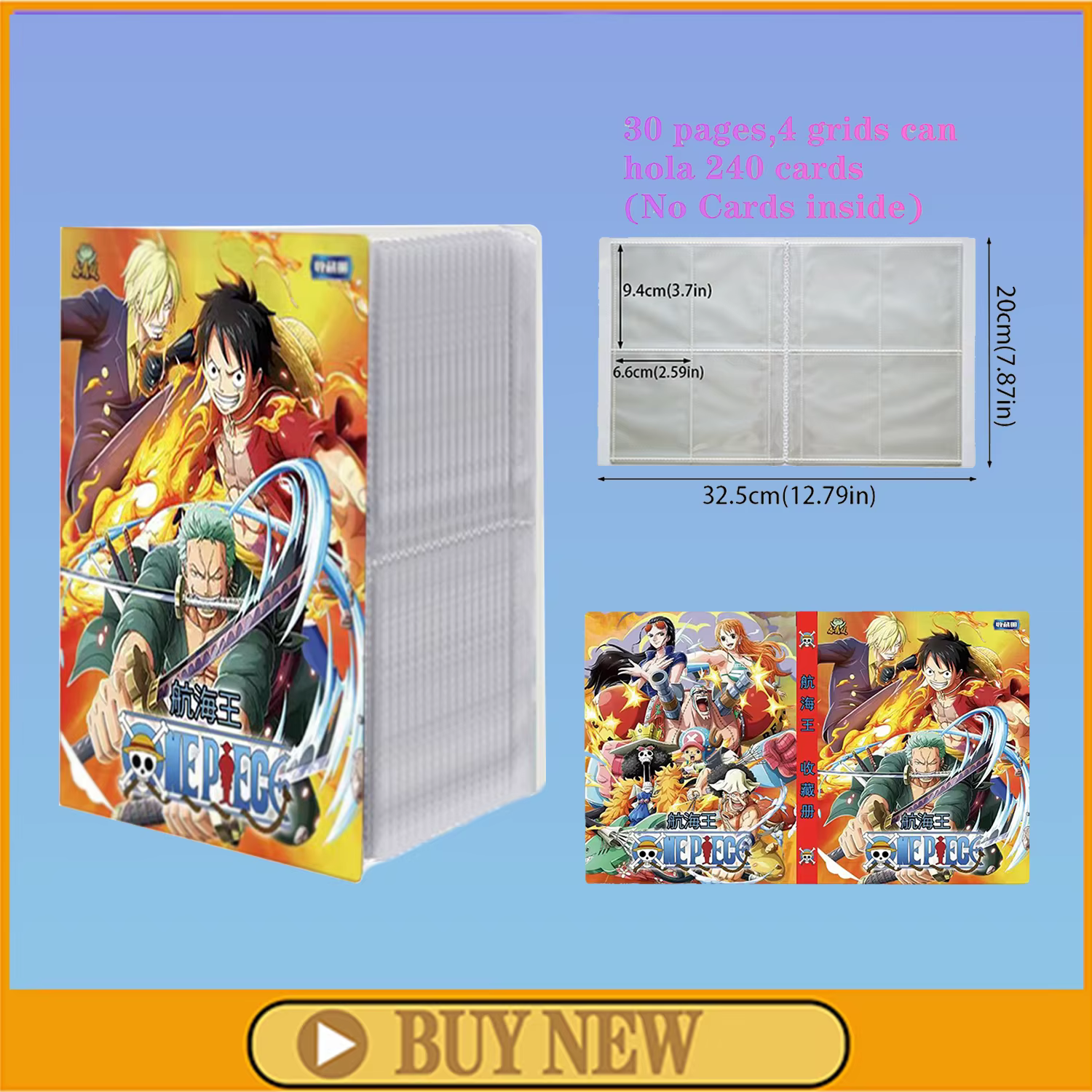 One Piece 240Pcs OPCG Cards Album Book Luffy Nami Zoro Anime Map Letter Holder Binder Action Folder Gifts New