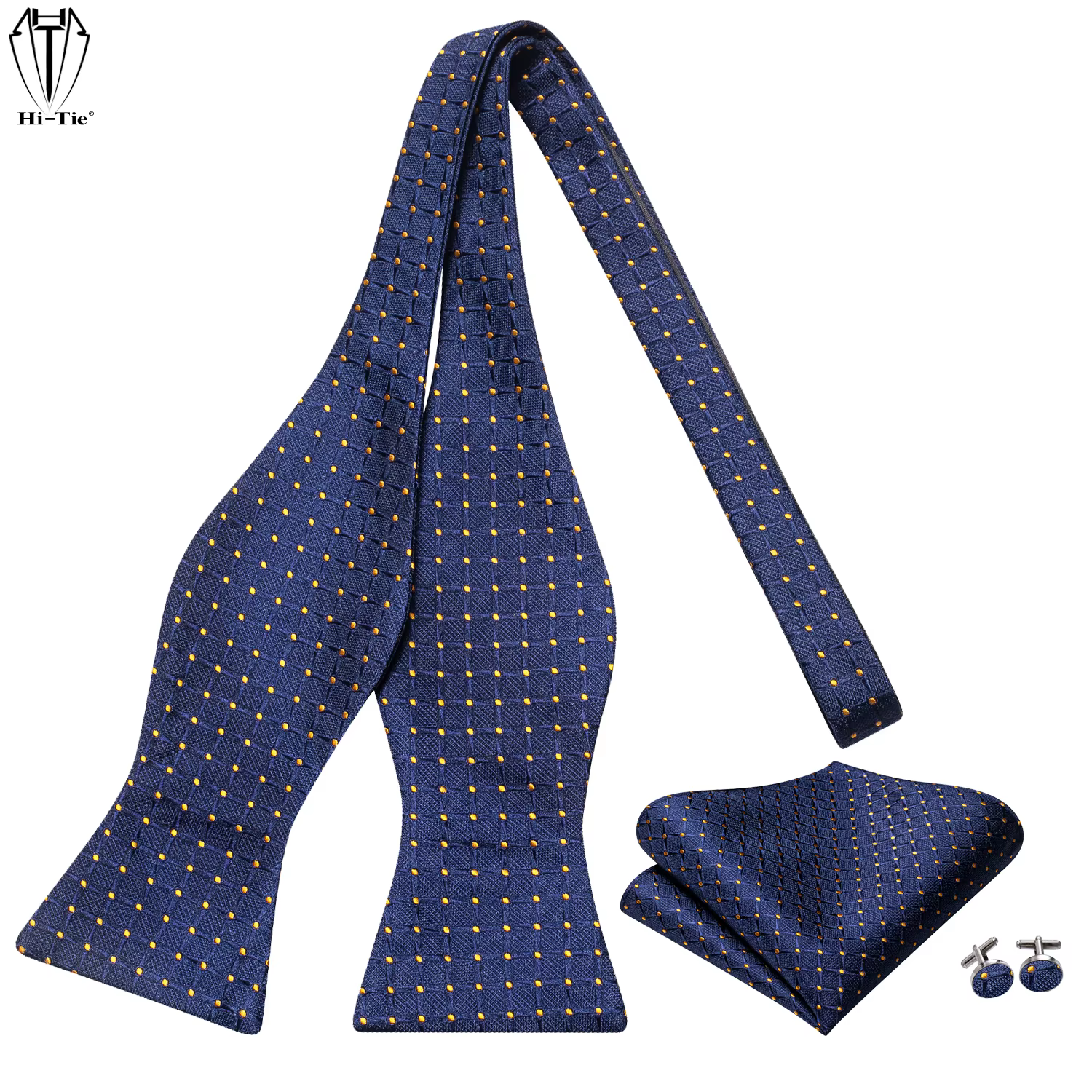 Jacquard Paisley Floral Dots Striped Silk Mens Bowtie Adjustable Self Bow Tie Hankerchief Cufflinks Set for Men Wedding Business