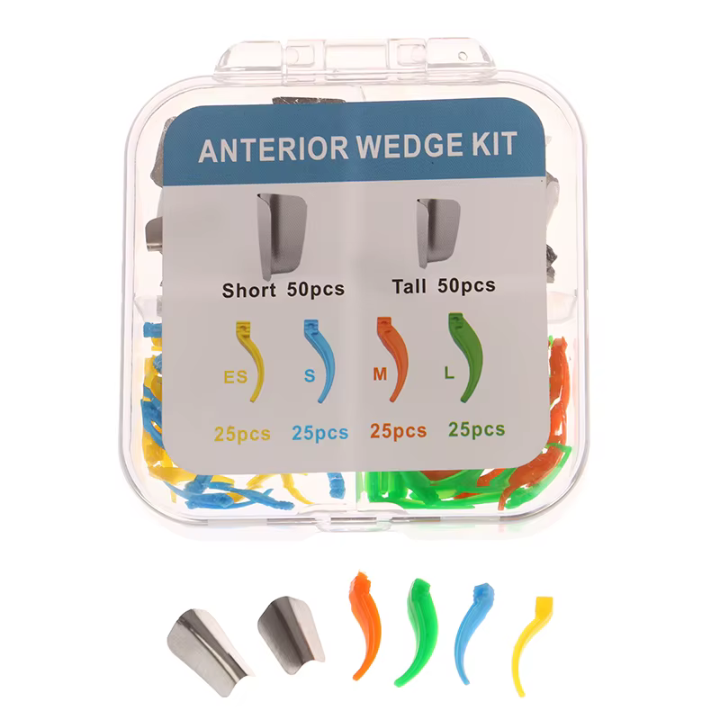 200Pcs Dental Anterior Matrix Kit Dental Wedges Matrix Bands Interdental Wedges Dentistry Composite Restorative Materials