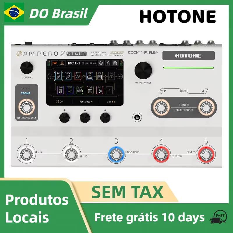 Hotone Ampero II Stage Touch Screen Guitar Bass Amp Modeling IR Cabinets Simulation Multi-Effects Pedal Dual Effect Chains