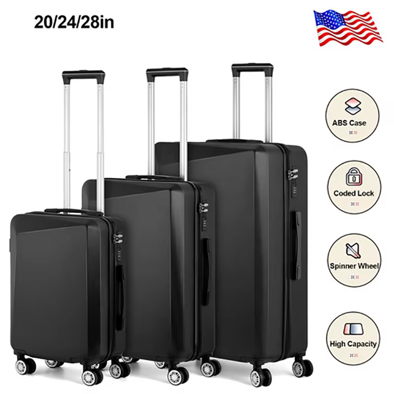 3-piece Set Suitcases Black TSA Luggage Travel Essentials Traveling Bag Children's Suitcase Walizka Travel Carrier