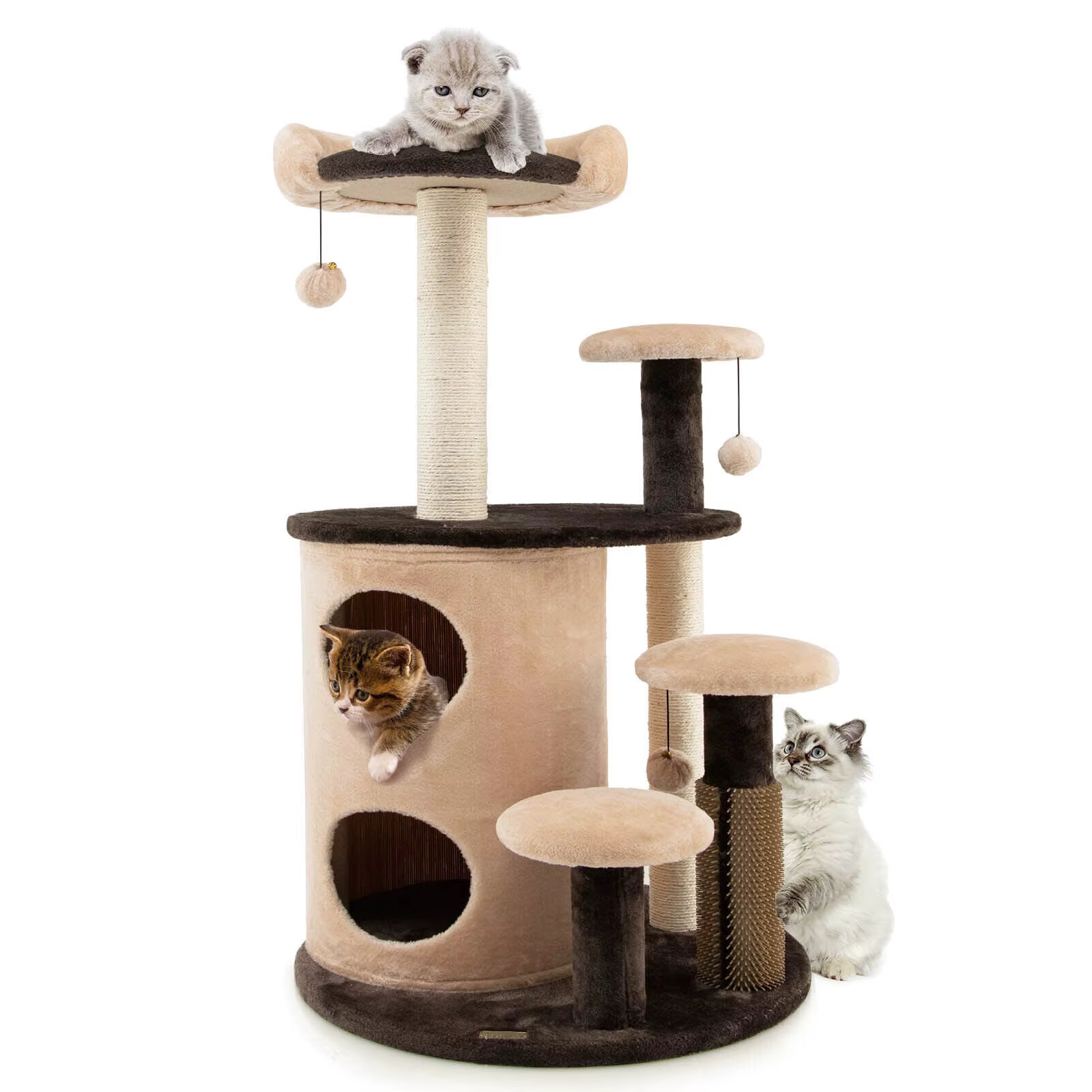 Costway 40" Cat Tree Tower Multi-Level Activity Tree with 2-Tier Cat-Hole Condo Coffee
