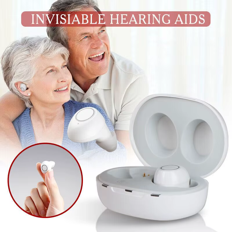 JINGHAO Hearing Aids Sound Amplifier Rechargeable Digital Sound Enhance For Elderly Father Mother Gift White
