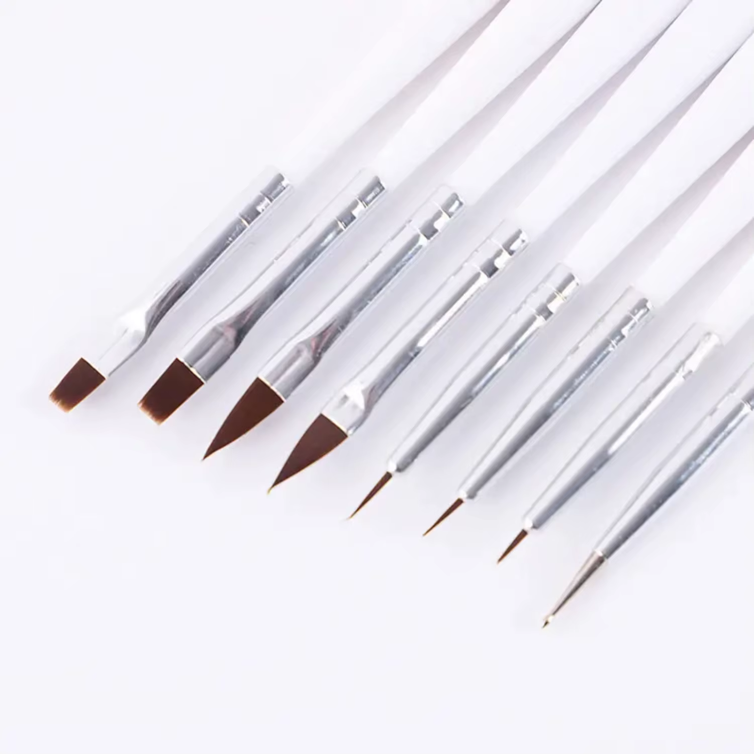 Manicure Design Tool for Home Women - 8 Pcs Nylon Brush Set with Gel Pedicure Dotting Pen - Essential Makeup Accessories