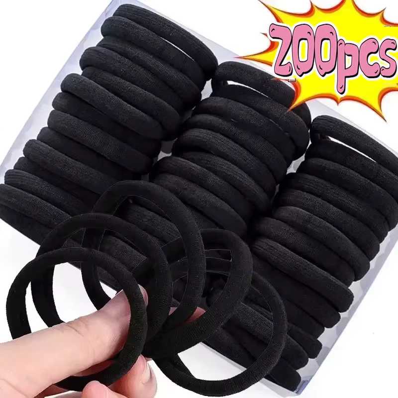 200PCS/Set Women Girls Basic Hair Bands Simple Solid Colors Elastic Headband Hair Ropes Ties Hair Accessories Ponytail Holder