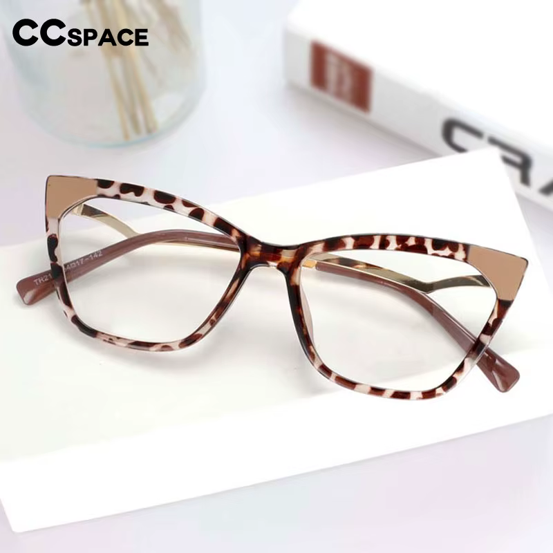 54127 Retro Cat Eye Anti Blue Light Leopard Glasses Frames Women Fashion Computer Eyeglasses