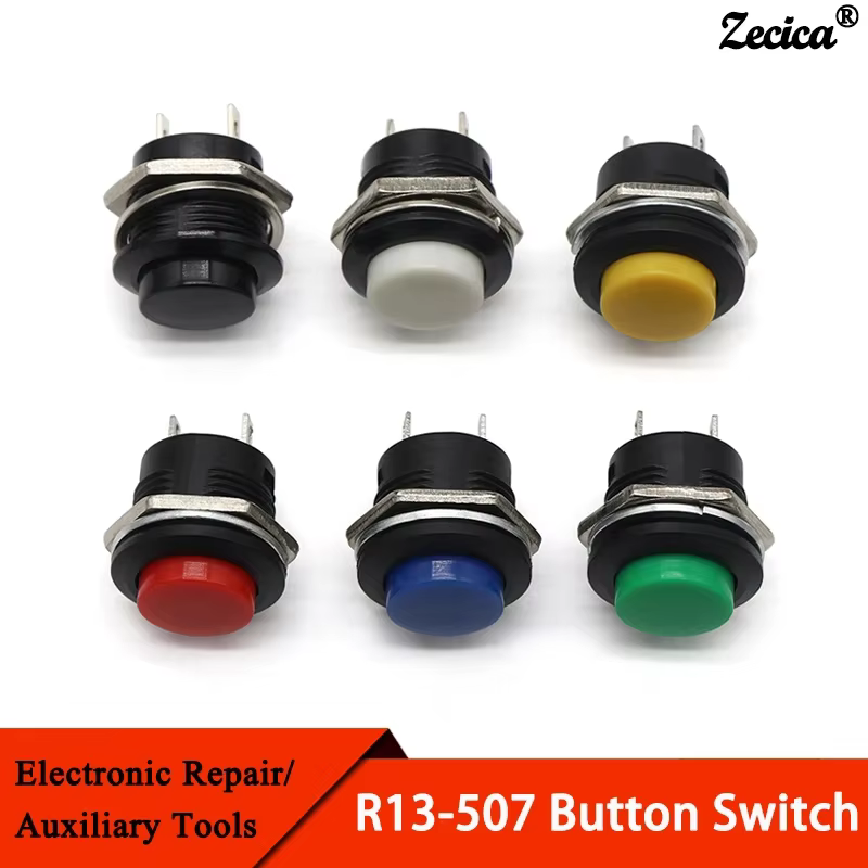 2/10/50pcs Momentary Push Button Switch 16mm Momentary 6A/125VAC 3A/250VAC  Round Switches R13-507