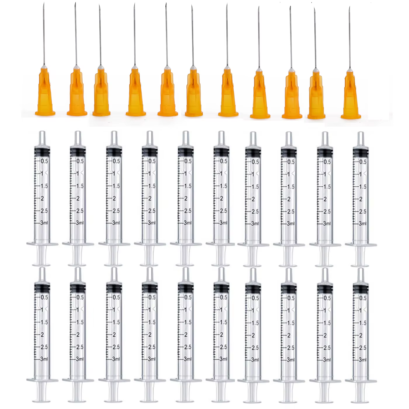 3ml Syringes + 25G 20MM Injection Needles Drawing Needles Injection Tool Sharp Pointed Needles Disposable Needle