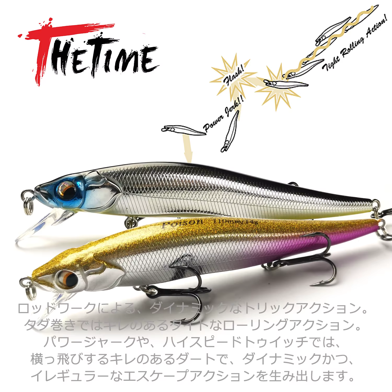Thetime PS110F 14g Slow Floating Minnow Bait Jerkbait Wobbler Artificial Fishing Hard Lure Tackle Wobblers For Pike And Perch