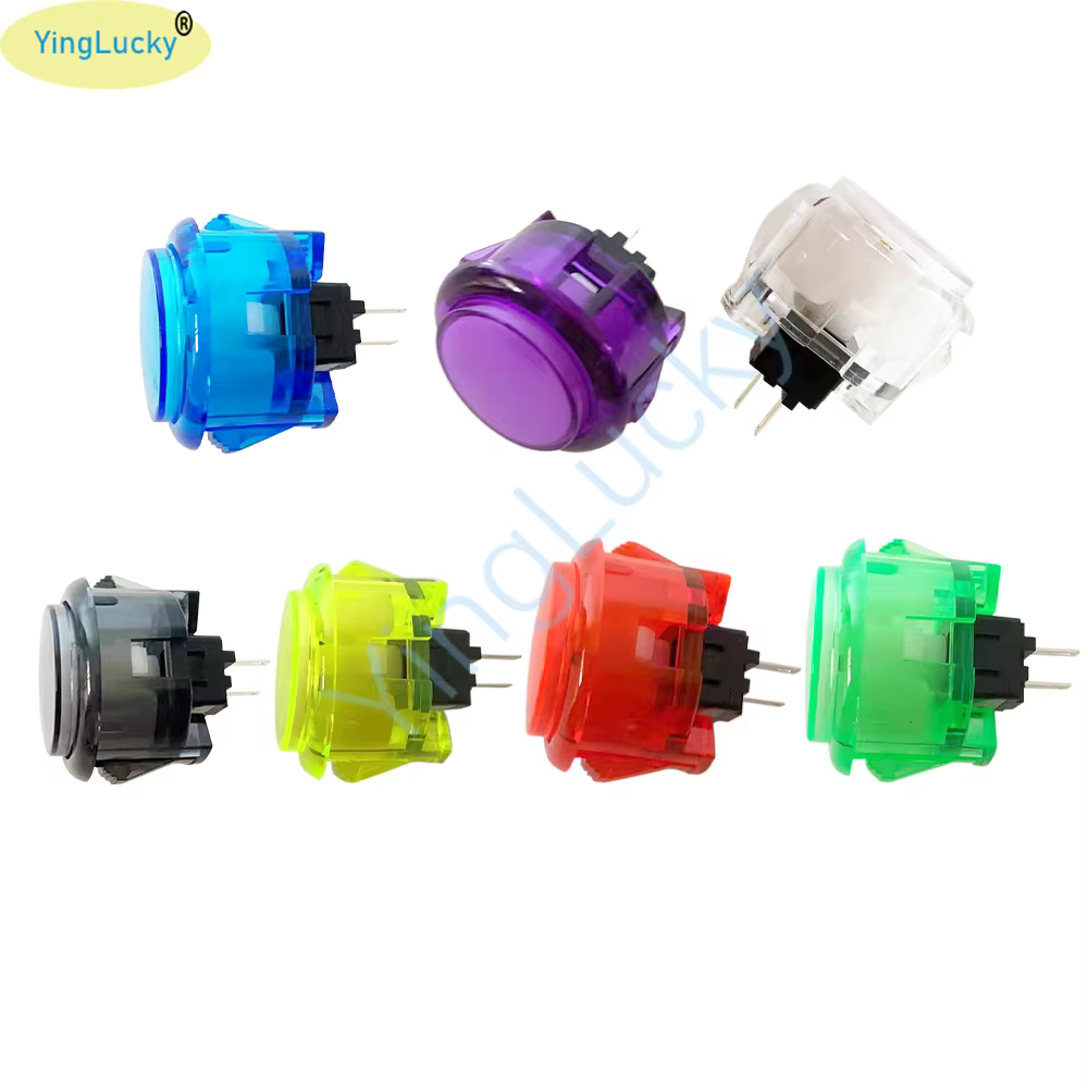 10 Pcs/Bag Arcade Push Button 30mm 24 mm Copy SANWA OBSC Button Multicolor Transparent No LED BUTTON For DIY ARCADE Pandora Game