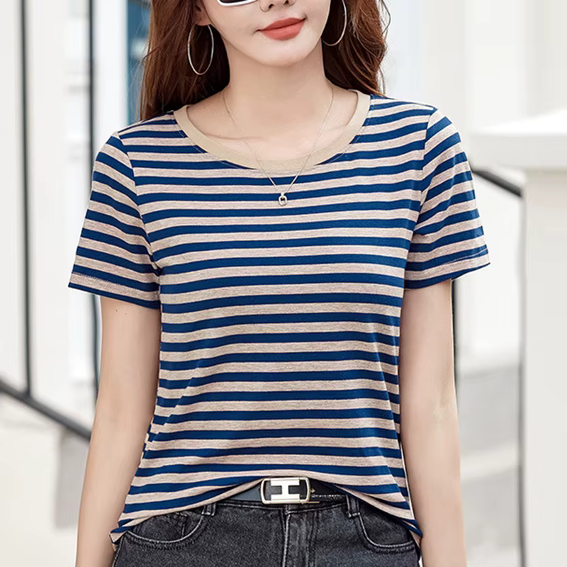 Women's Loose-fit Big-size T-shirt TS2660 Round-neck Seat Shoulder and Shoulder