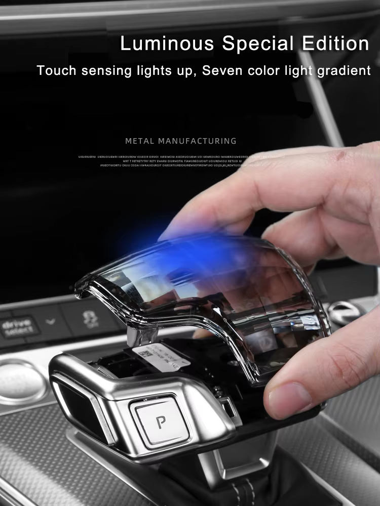 For Audi S6 S7 RS4 RS5  SQ5 Q8 A7 A4 Car gear head light crystal decorative cover touch induction luminous colorful rechargeable