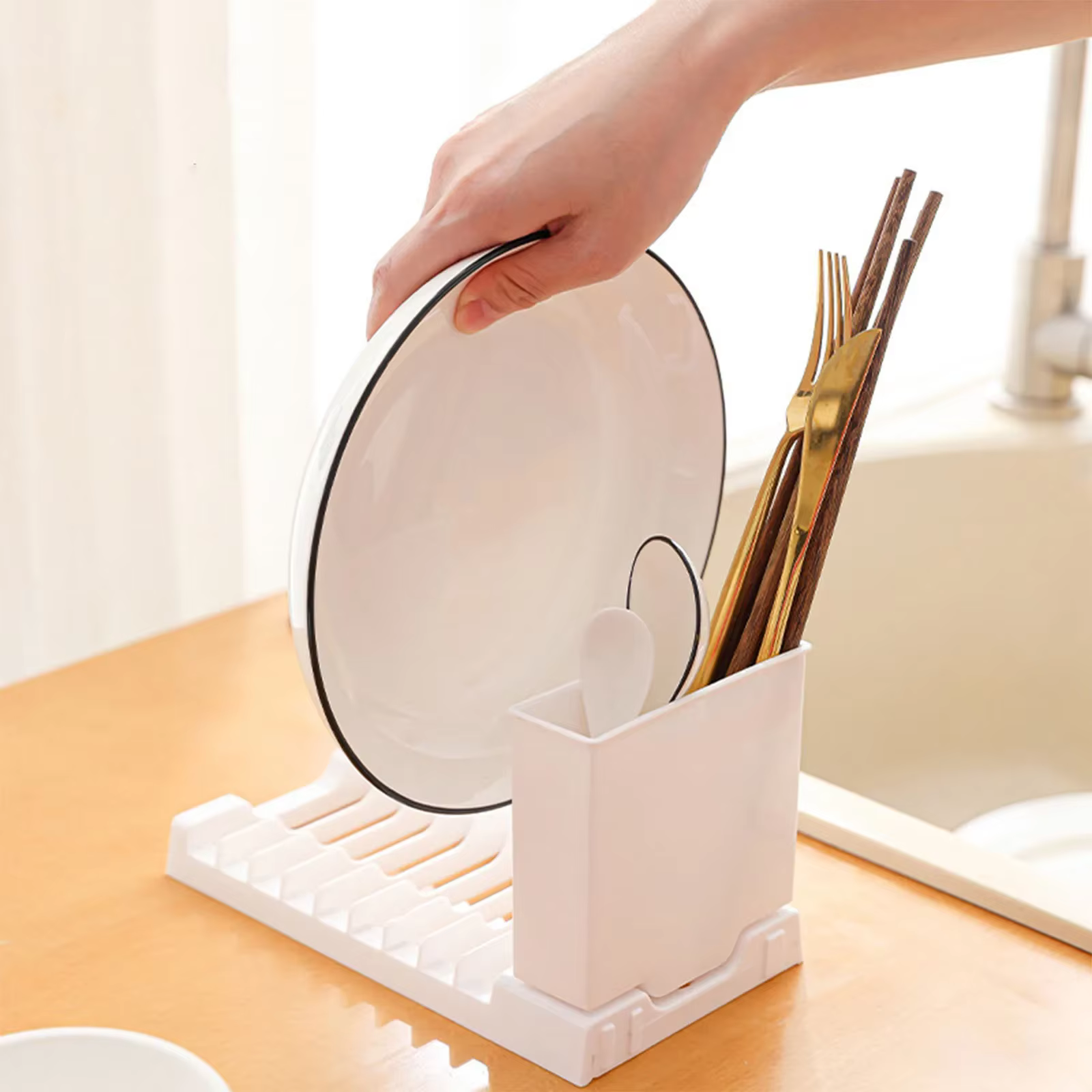 Folding Dinto Drybox, Vertical Machine-storage organize box, multifunctional kitchen tools, Space saving on the hold