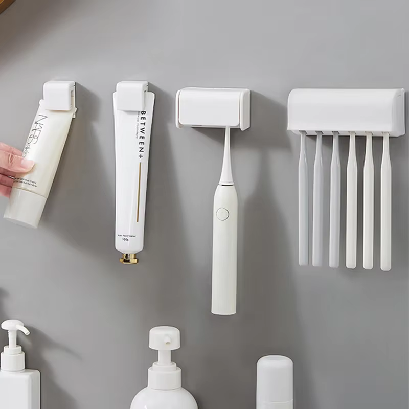 Non-Punch Wall-mounted Toothbrush Rack, Toothpaste Rack, Bath Inclave, Bathroom Accessories