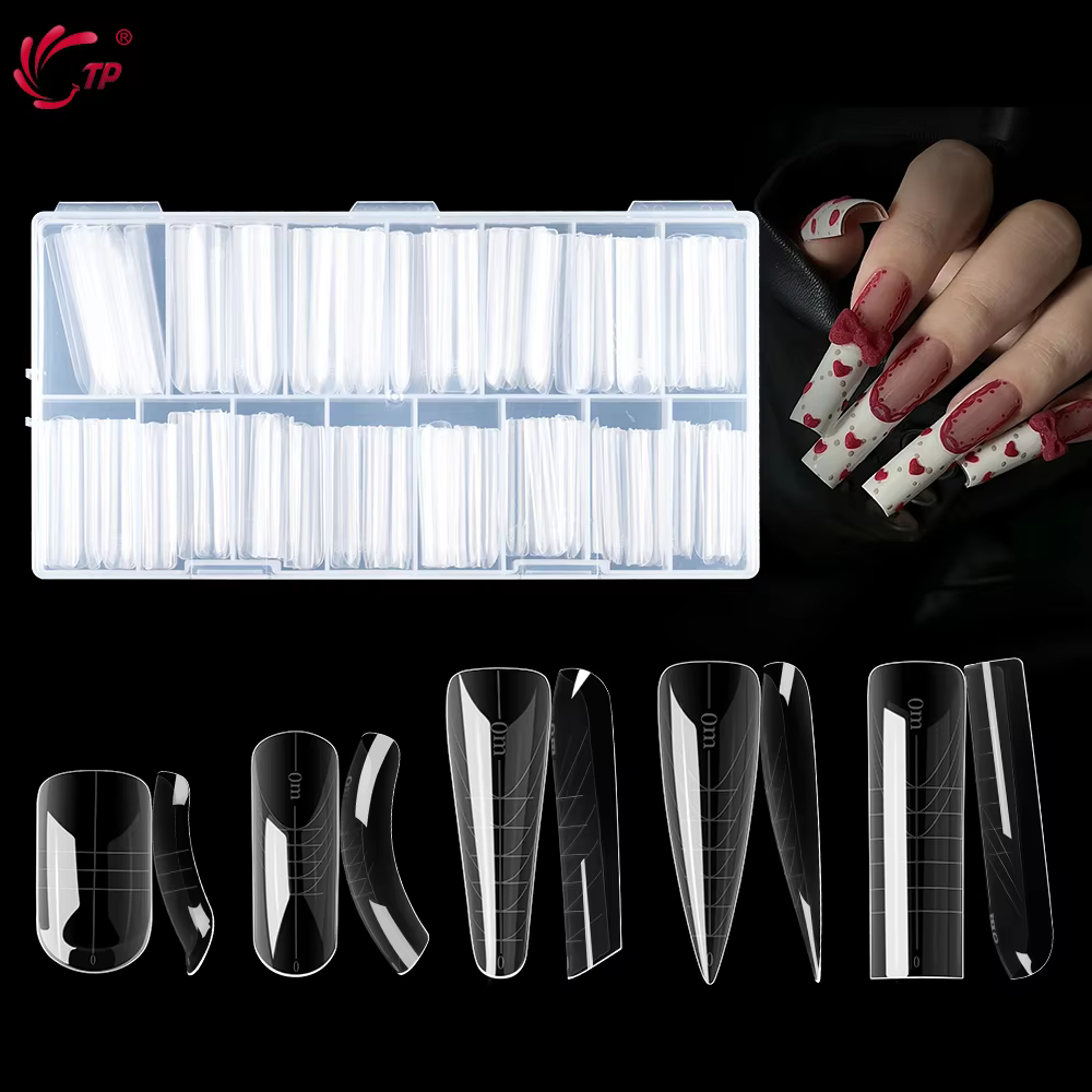 TP 75pcs/150pcs Nail Dual Forms Full Cover False Nail Tips Quick Building Gel Molds Acrylic Nail Extension System Manicure Tools