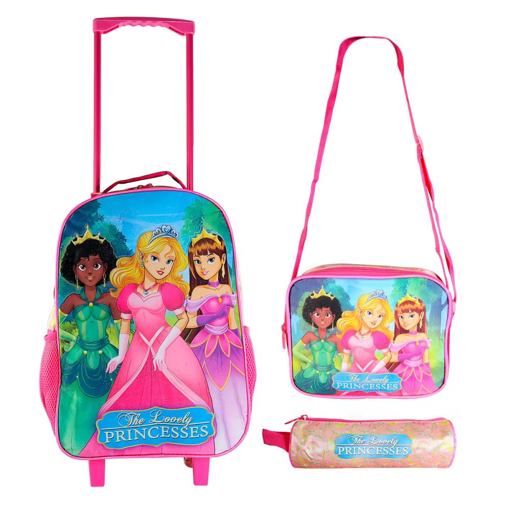 3 PCs Princesses School Children Backpack Kit
