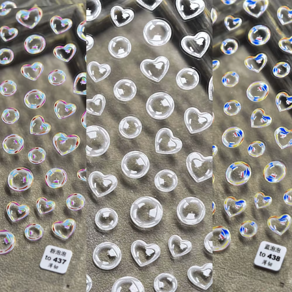 Gel Nail Stickers Bubble Cute Image Quality Black & Red Hearts Nail Stickers Nail Art Decorations Nail Decals Design Wraps