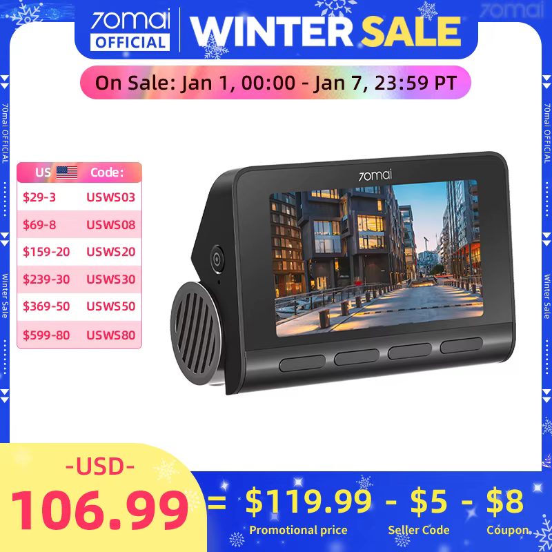 70mai Dash Cam A810 UHD 4K 150FOV GPS ADAS 24H Parking 4G Connectivity Car DVR 70mai 4G A810 HDR Dual-Channel Route Tracking