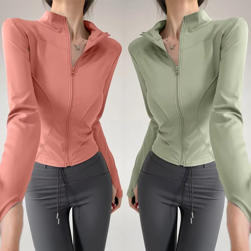 2024 Sun Quick Drying Sports Coat Women's Tight Top Yoga Jacket Long Sleeve Zipper Jacket Running Fitness Women's Jacket S-3XL