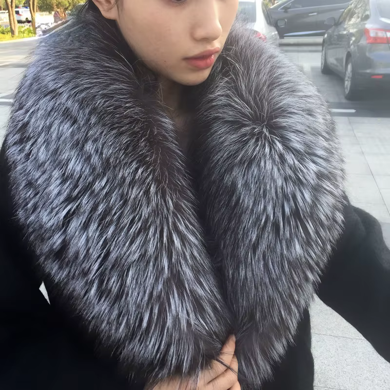 Real Fox Fur Collar For Women Men Coat Jacket Shawl Wraps Winter Warm Fur Collar Extra Large Size Neck Warmer Fur Scarf Shawls