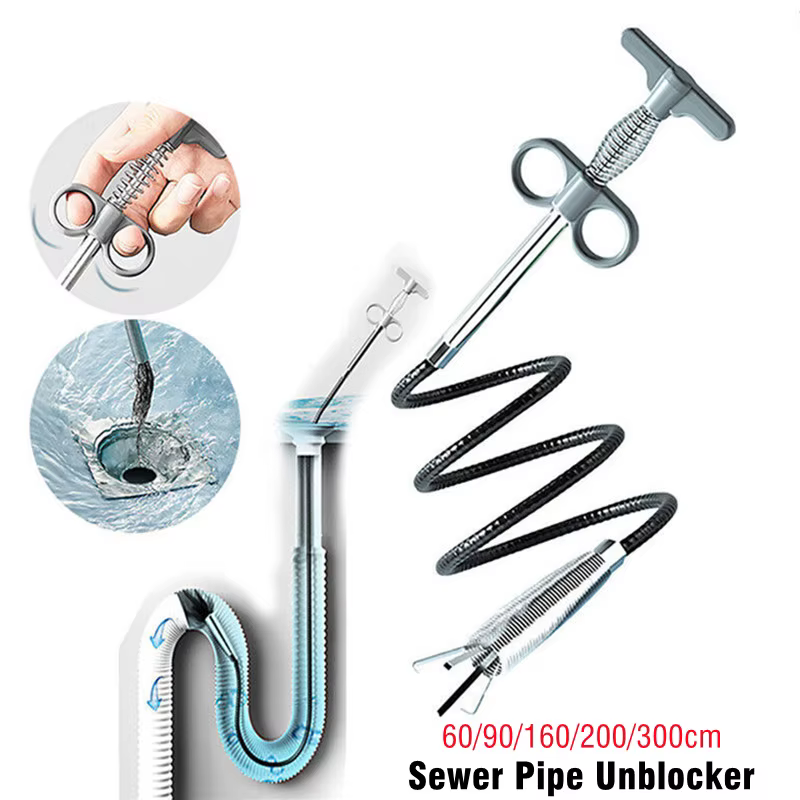 90/160/200/300cm Sewer Pipe Unblocker Snake Spring Pipe Dredging Tool Kitchen Bathroom Sewer Cleaning Tool Kitchen Accessories