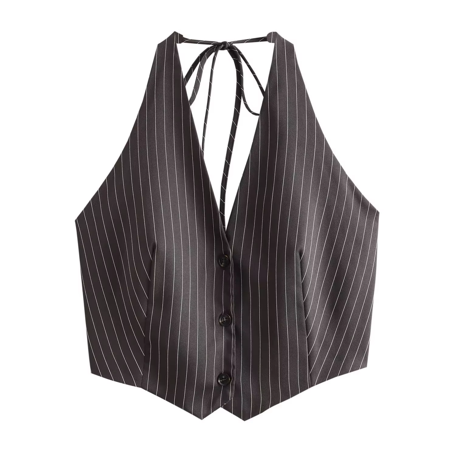 New Women Sexy Backless Bow Tied Striped Print Short Blouse Female Chic Sleeveless Breasted Vest Shirt Blusas Tops