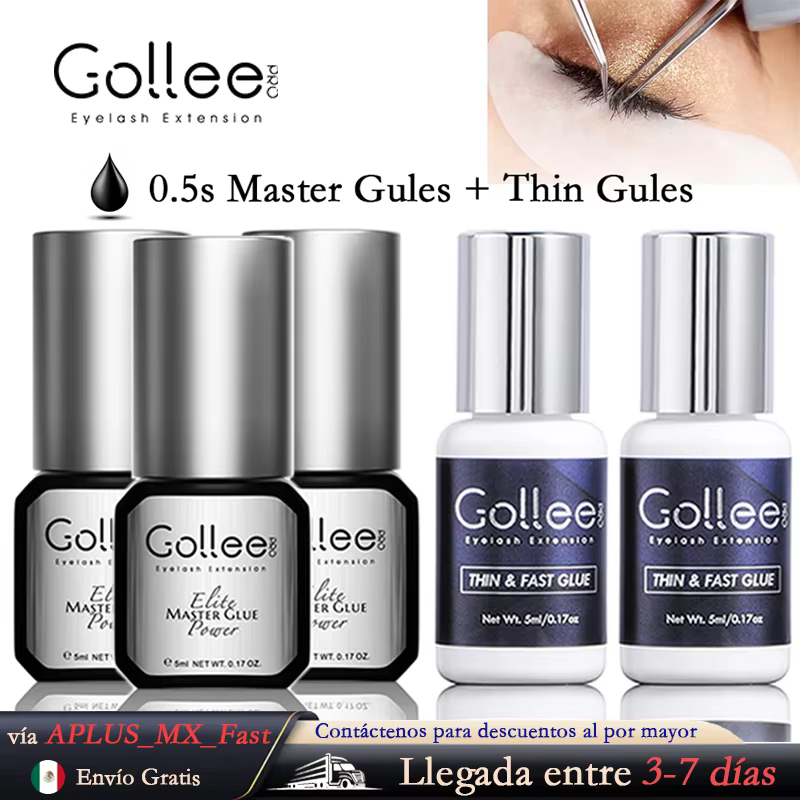 Gollee 5ml Eyelashes Adhesive 5Pcs Glue Lash Wholesale Low Odor False Eyelash Glue Waterproof Eye Lash Cosmetic Tools Makeup