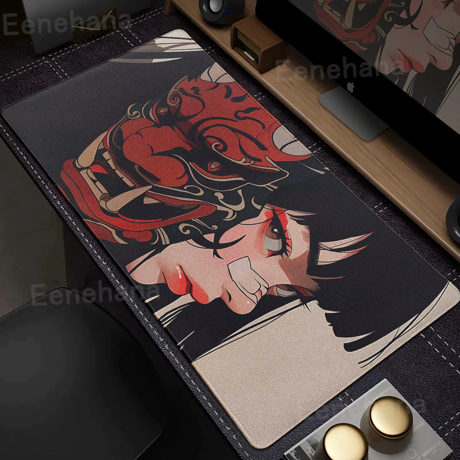 Devil Mask Rubber Mousepad  Anime Goth Girls Gaming Mouse Mat Gamer Locking Edge Computer Mouse Pad Big Office HD Print Desk Mat