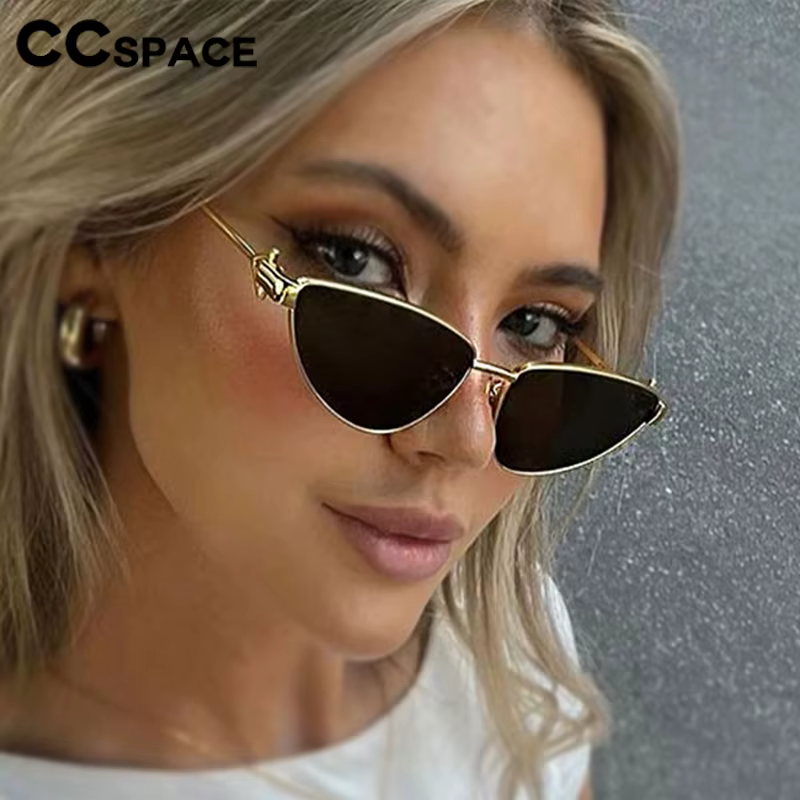 New In Triangle Cat Eye Sunglasses Fashion Luxury Female Metal Sunscreen Suneyeglass PARTY Sand Perform Gafas De Sol 300459