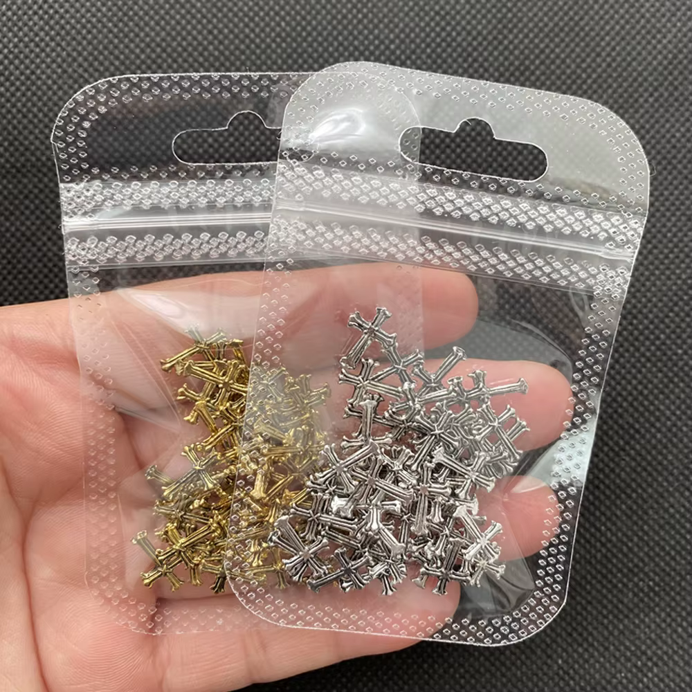 50pcs Nail Parts Punk Decoration Accessories 3d Charms for Cross Nails Jewelry Alloy Retro Gold/Silver Gothic Nail Art Supplies