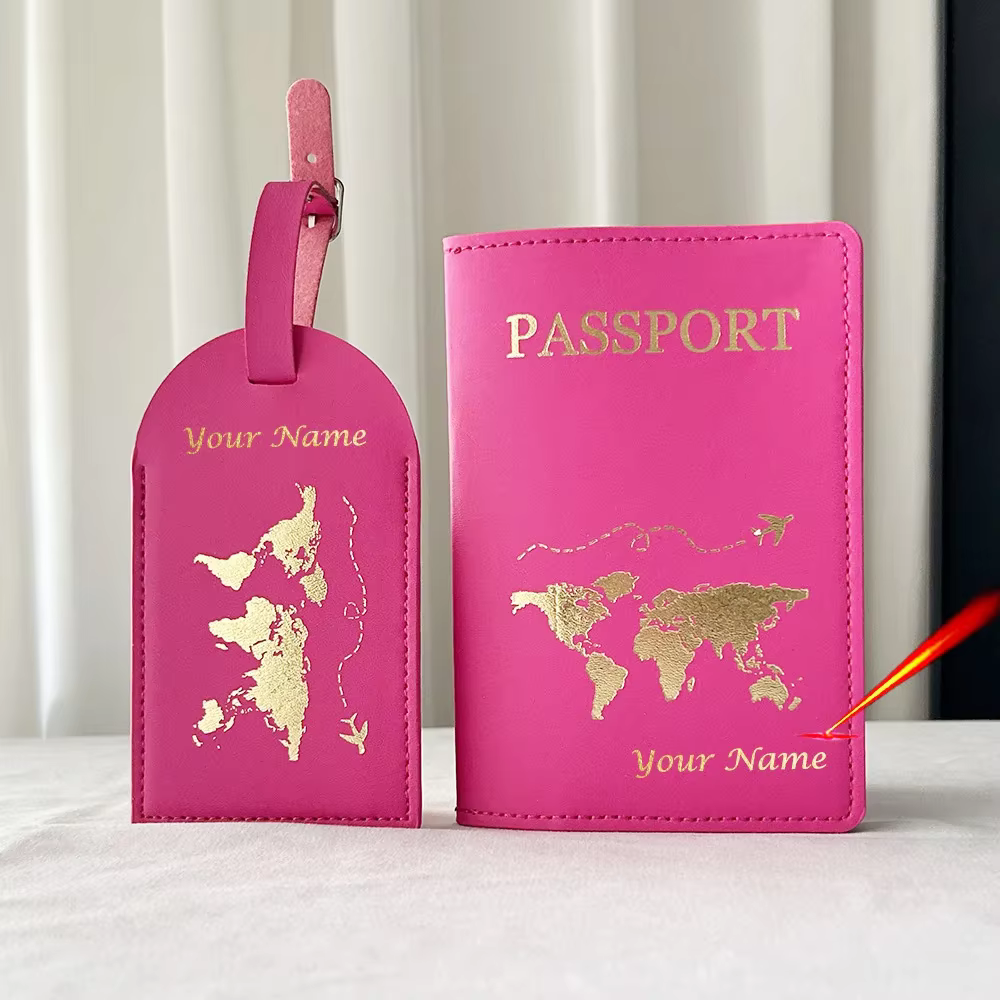 Personalised Passport Cover EU Map Cute Map Passport Case with Luggage Tags Travel Wallet Organizer Travel Accessories