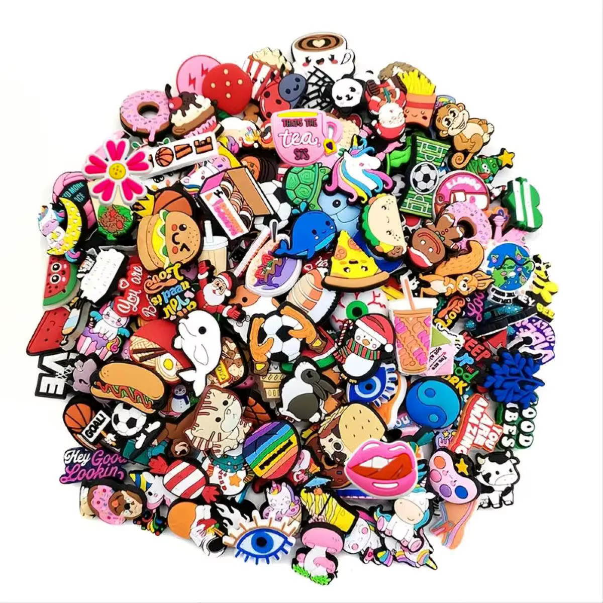 Lots of Random Style Shoe Charms for Sandals, 10/30/50/100Pcs Assorted Varieties PVC Shoe Decorations Accessories