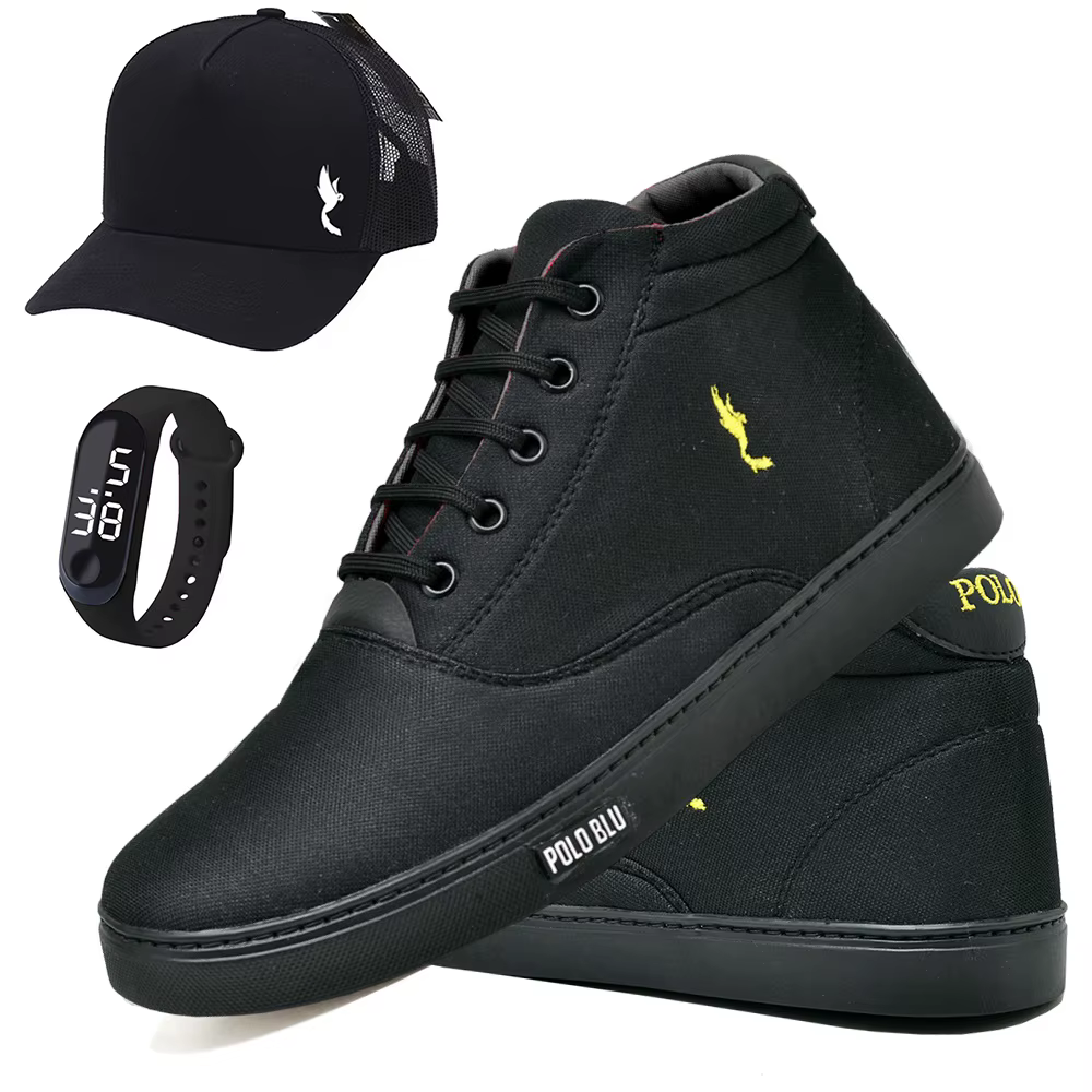 Men's Modern High High Super Light Combo Shoes with Digital Watch and Cap from 37 to 46